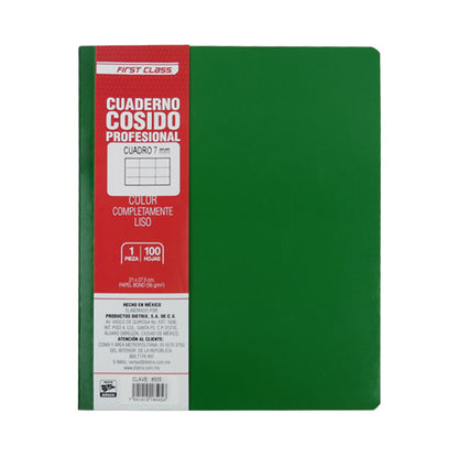 Cuaderno profesional cosido First Class de 100 hojas.