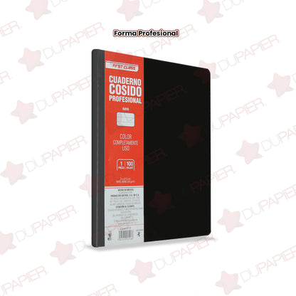 Cuaderno profesional cosido First Class de 100 hojas.