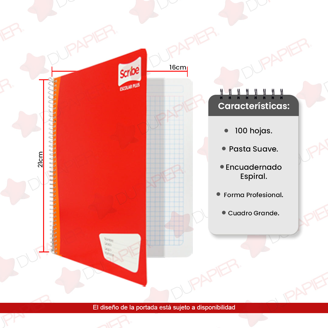 Cuaderno profesional Scribe espiral de 100 hojas.