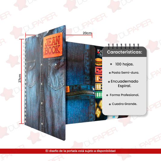 Cuaderno profesional Jean Book de 100 hojas.