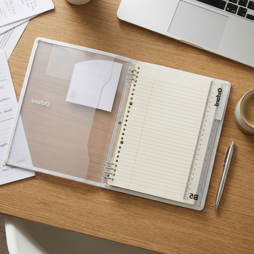 Cuaderno Rellenable Oxford F928 Blanco Traslucido Tamaño B5 Raya