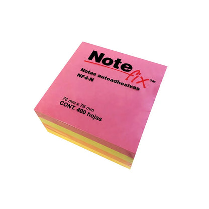 Notas Adhesivas Note-fix 3" x 3" neón de 400 hojas.