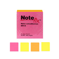 Notas Adhesivas Note-fix 3" x 3" neón de 400 hojas.