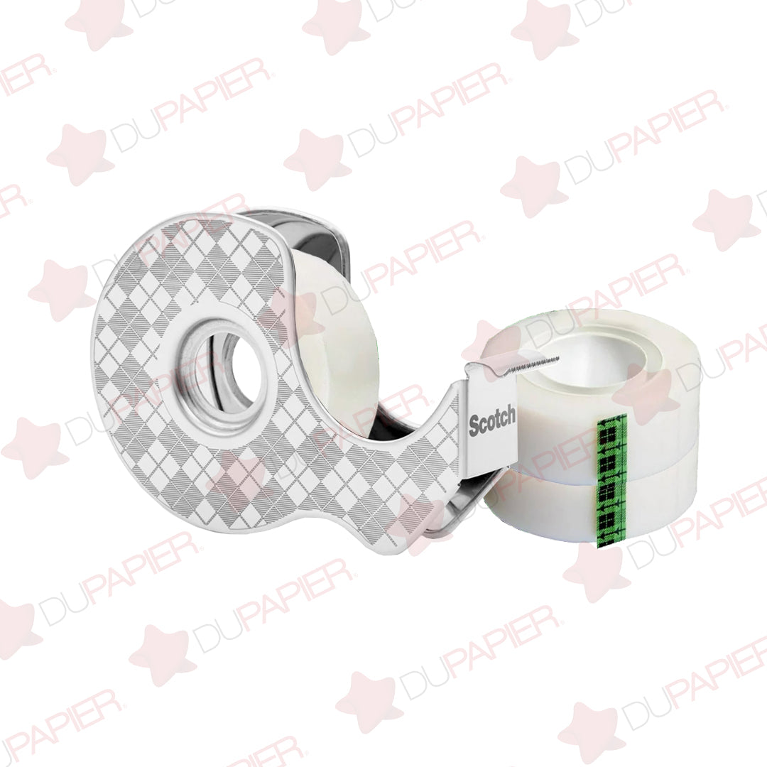 Despachador de cinta Scotch mágico metálico con 2 repuestos.