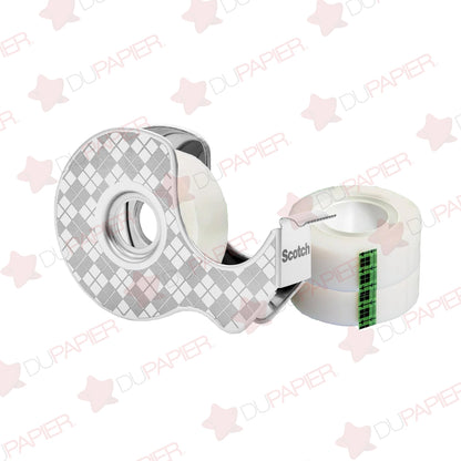 Despachador de cinta Scotch mágico metálico con 2 repuestos.