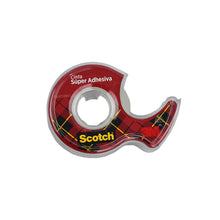 Cinta 3M súper adhesiva Scotch con despachador transparente.