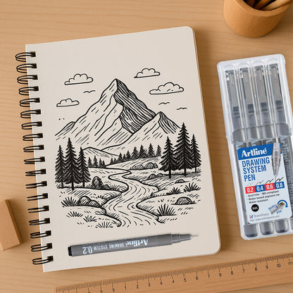 Estilográfo ARTLINE estuche con 4 piezas 0.2, 0.4 , 0.6 Y 0.8 MM