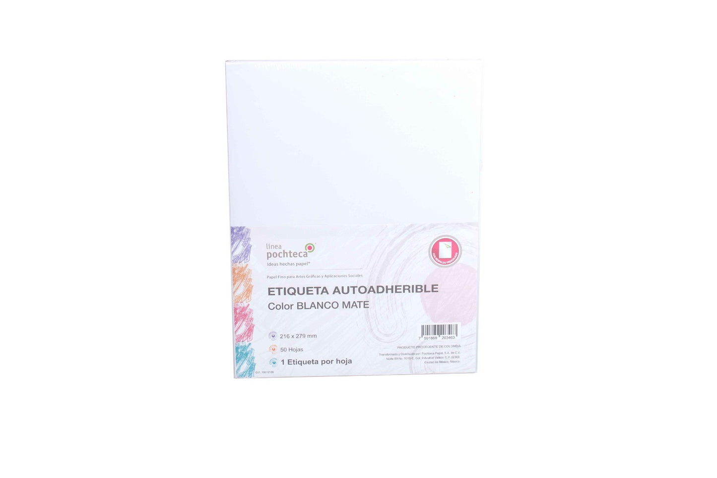 Etiqueta autoadherible Línea Pochteca carta con 50 pzas.