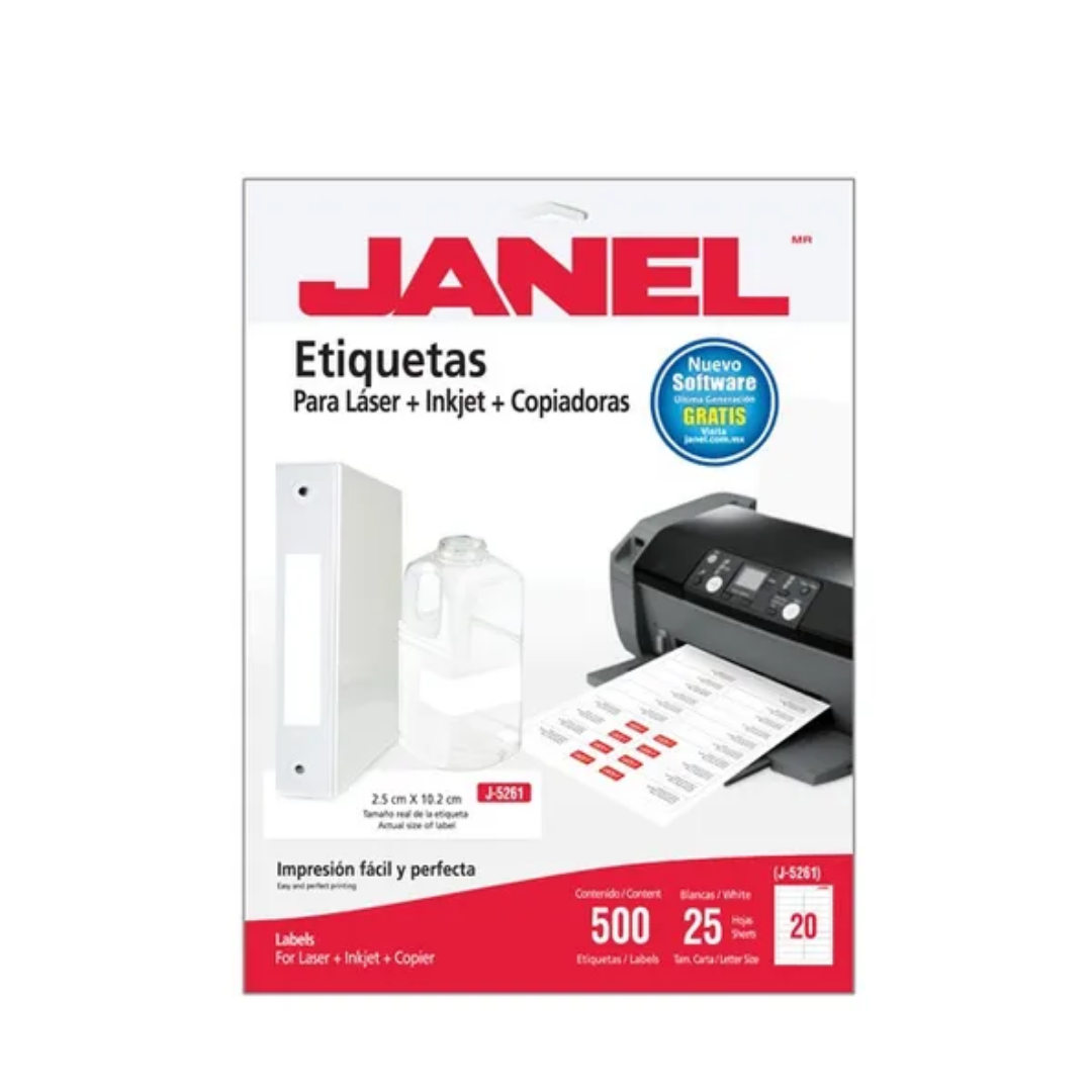 Etiqueta laser Janel J-5261 para laser + Inkjet + copiadoras.