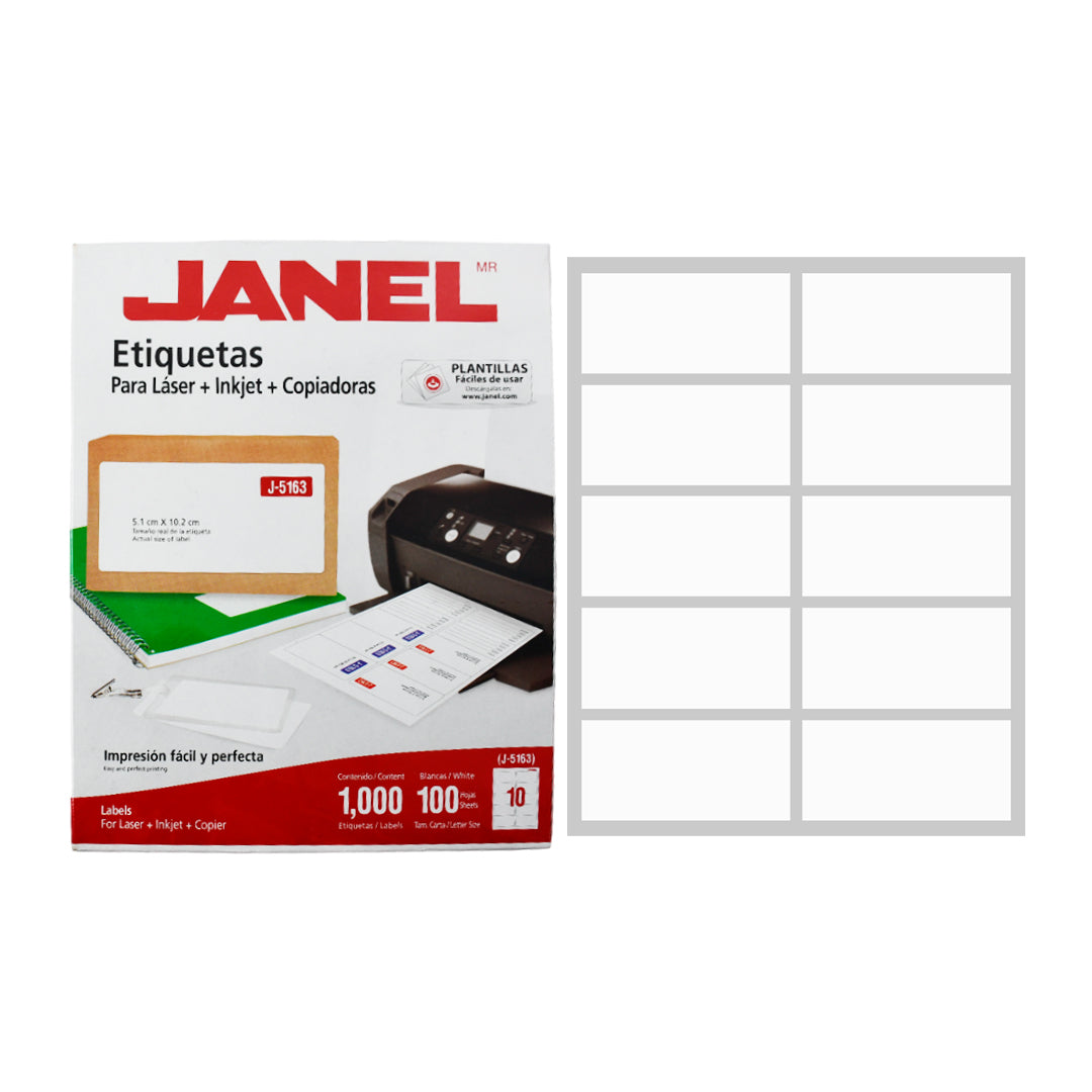 Etiqueta laser Janel para laser + Inkjet + copiadoras.