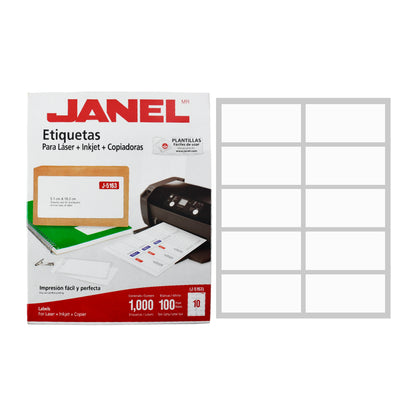 Etiqueta laser Janel para laser + Inkjet + copiadoras.