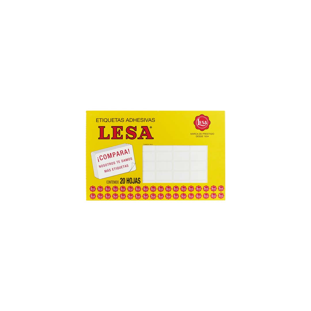 Etiqueta Lesa grande blanca paquete con 20 hojas