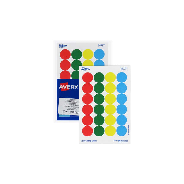 Etiqueta removible circular colores 5472 con 1008 pzs