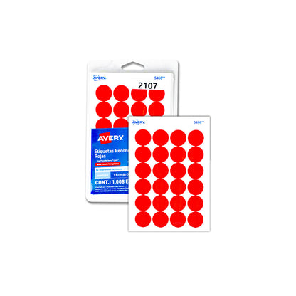 Etiqueta removible circular Avery con 1008 pzas.