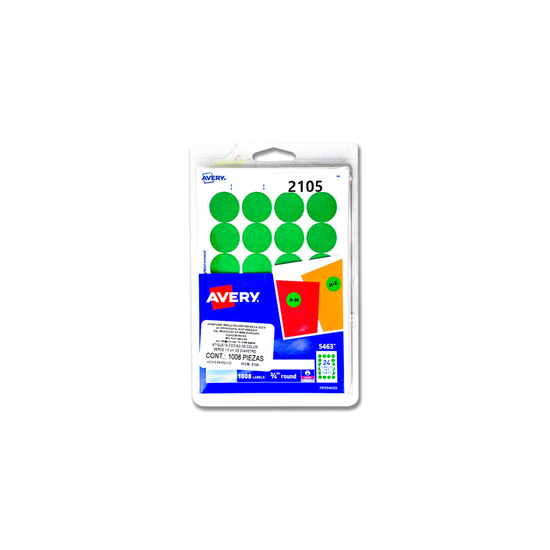 Etiqueta removible circular Avery con 1008 pzas.