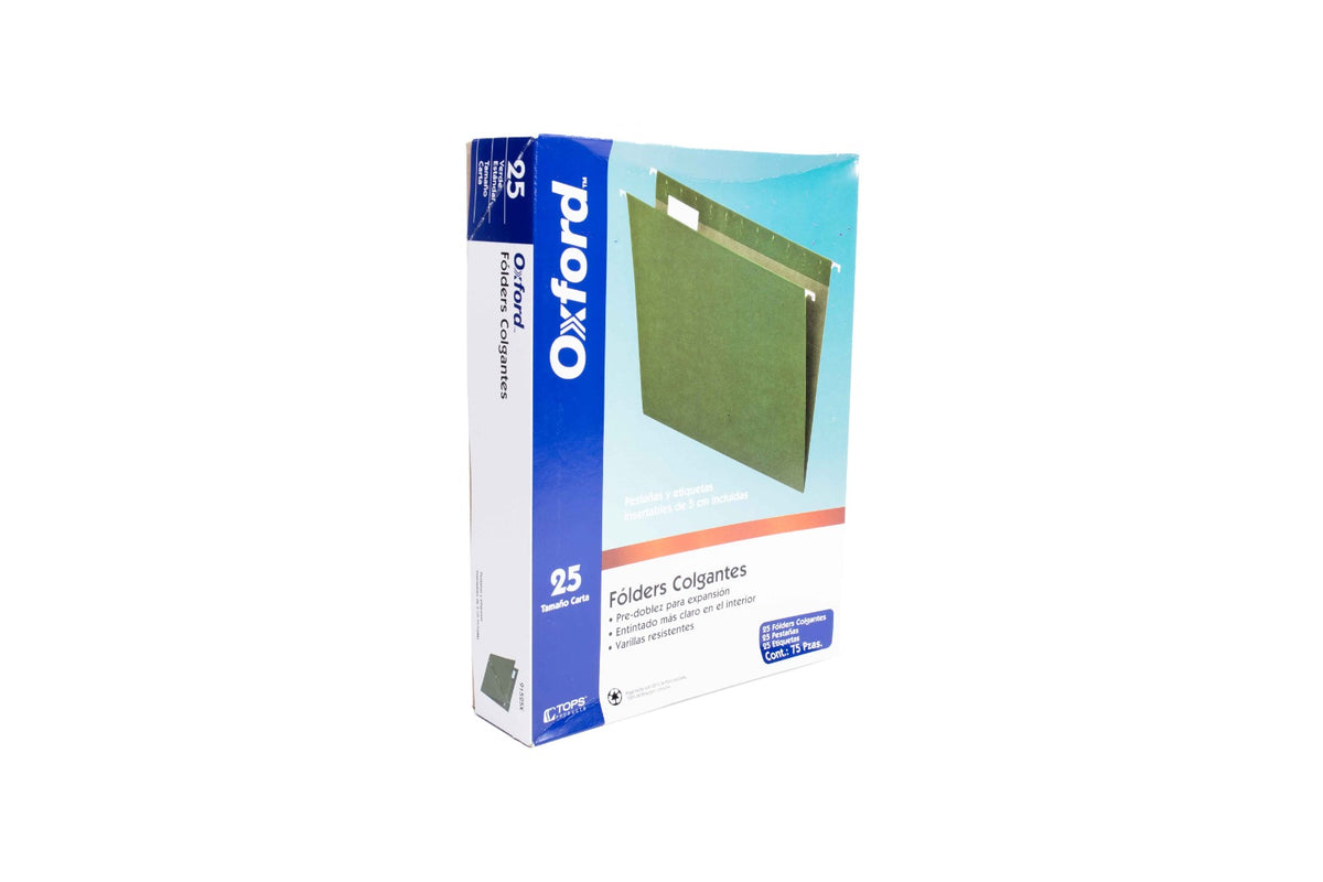 Folder colgante Pendaflex tamaño carta u oficio 100% ecológico con 25 pzas.