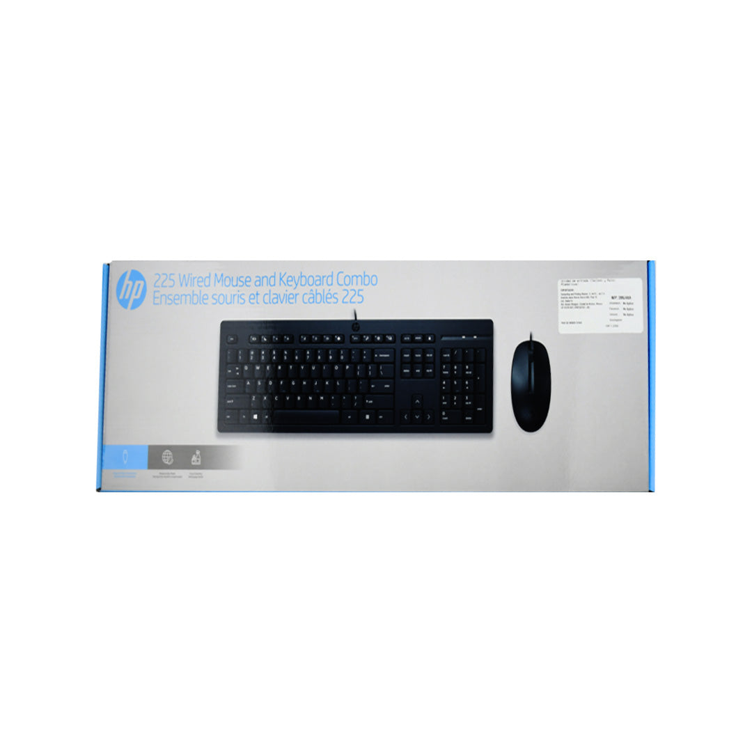 KIT DE TECLADO Y MOUSE HP 225, ALÁMBRICO, USB-A, NEGRO (ESPAÑOL)
