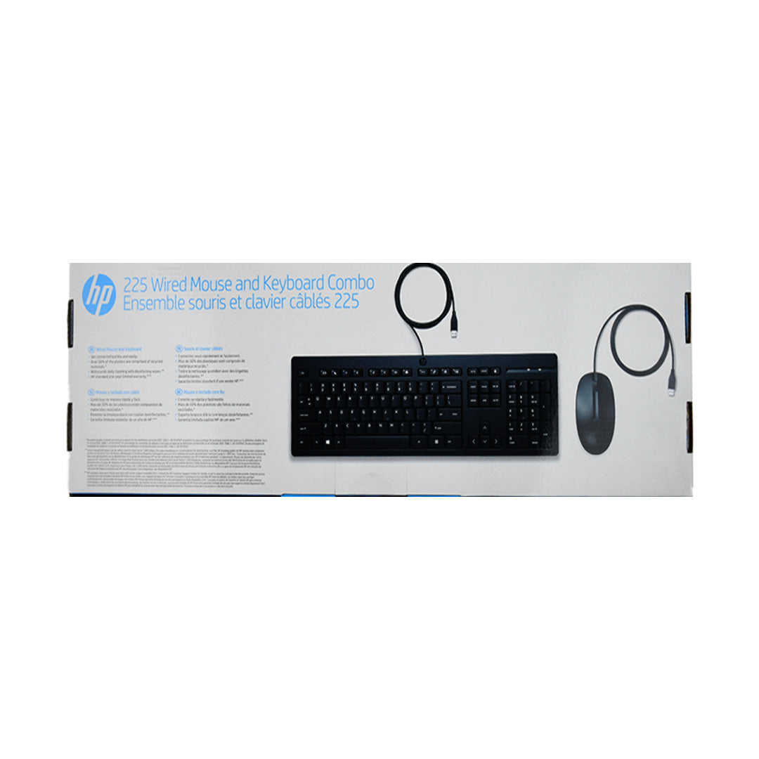 KIT DE TECLADO Y MOUSE HP 225, ALÁMBRICO, USB-A, NEGRO (ESPAÑOL)