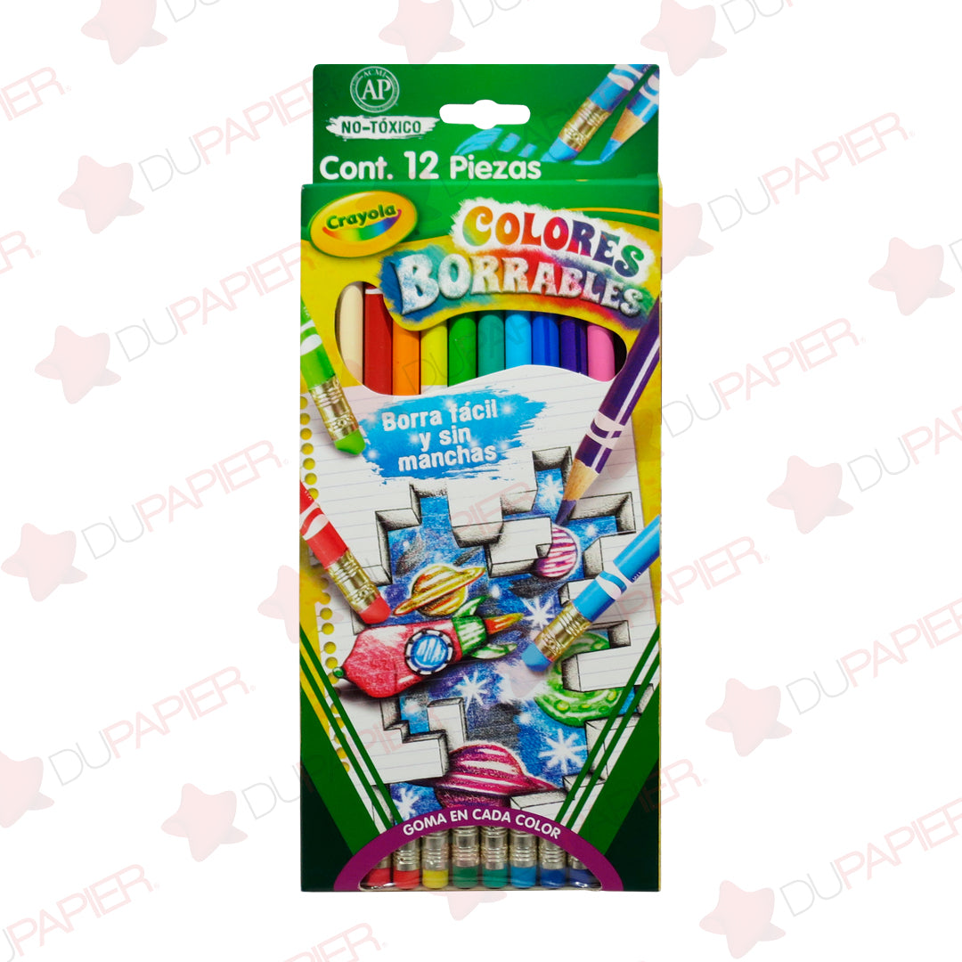 Lápices de colores Crayola Borrables con 12 pzas.