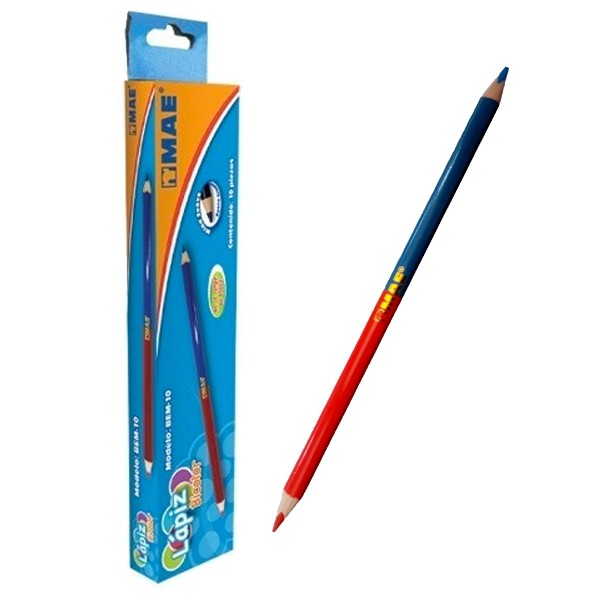 Lápiz bicolor hexagonal BEM-10 caja con 10 piezas