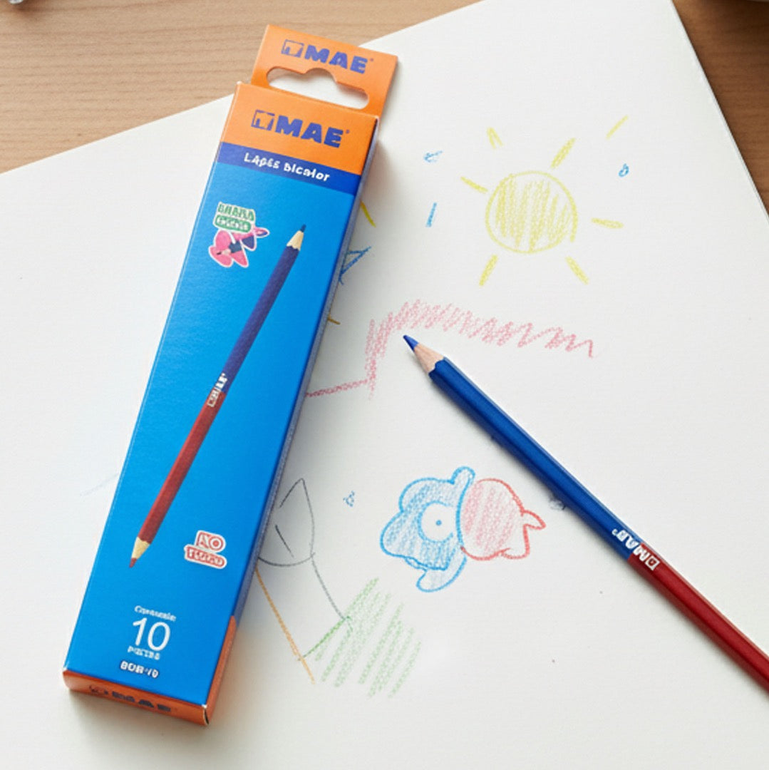 Lápiz bicolor hexagonal BEM-10 caja con 10 piezas