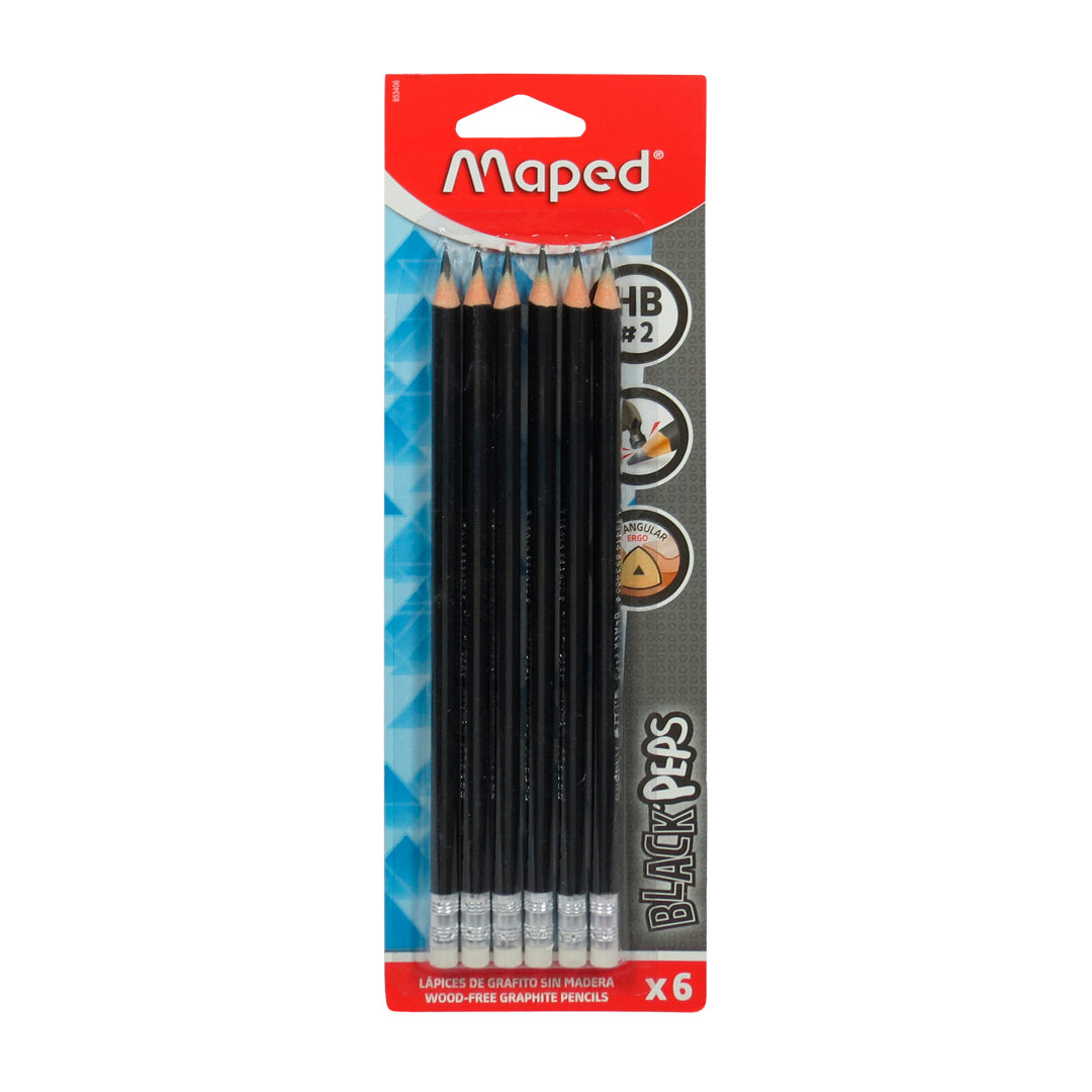 Lápiz Maped Black' Peps de grafito sin madera No. 2.