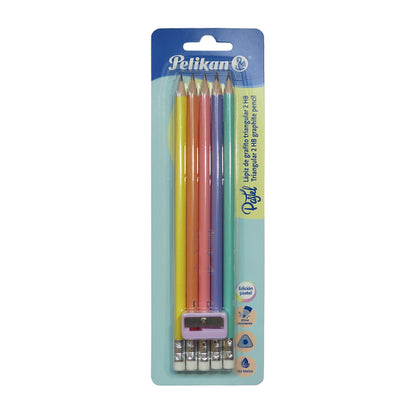 Lápiz de grafito Pelikan 2HB pastel con 5 pzas.
