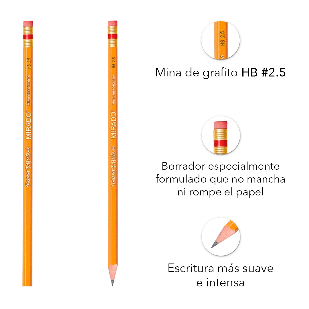 Lápiz Papermate Mirado hexagonal blíster.