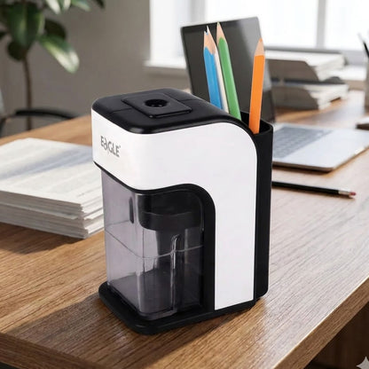 Sacapuntas Eléctrico Rihan con depósito de Virutas y porta Lápiz