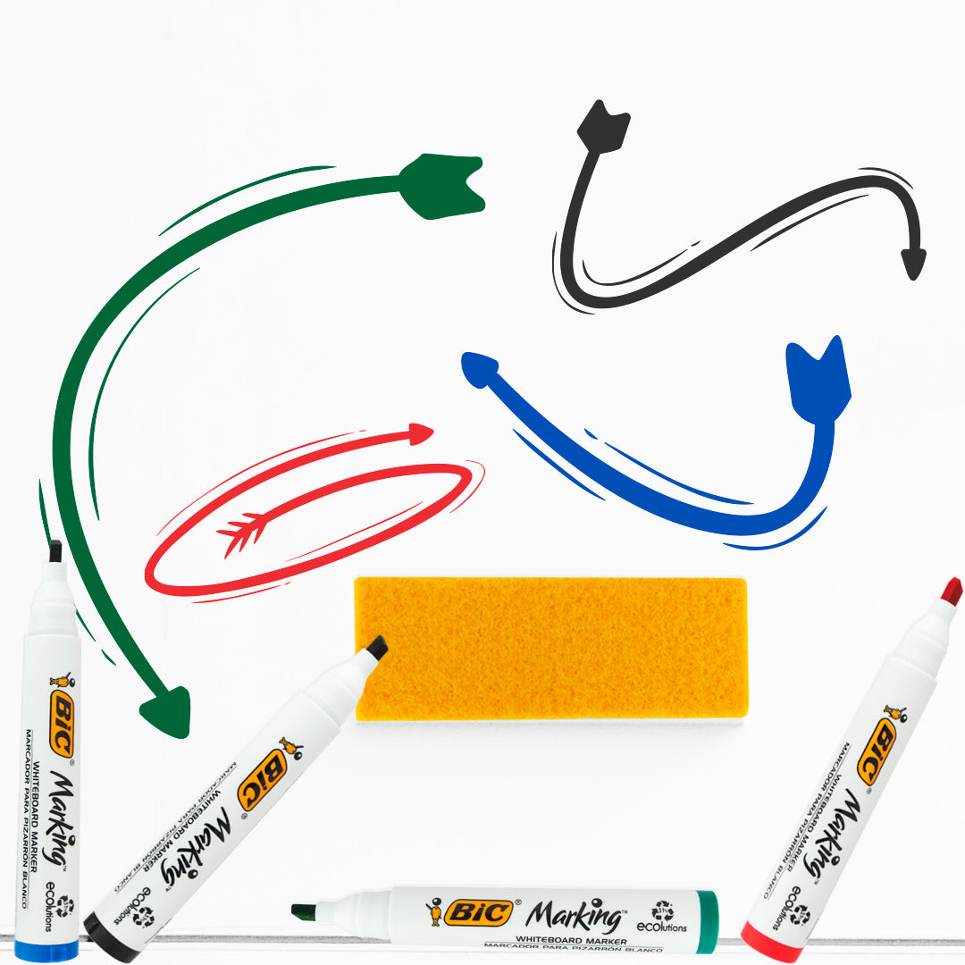 Marcador Bic para pizarrón estuche con 4 más borrador