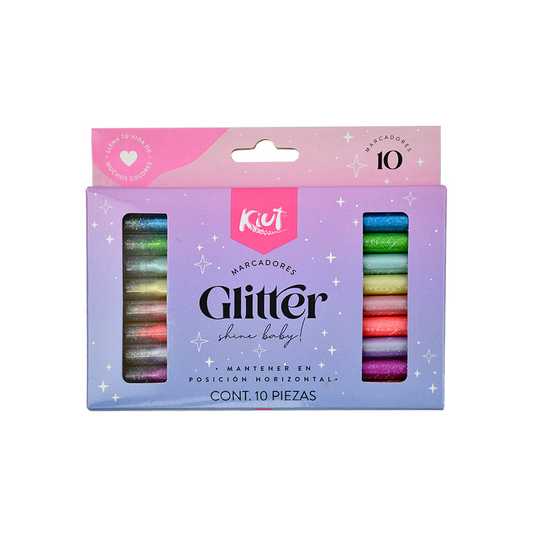 Marcadores Kiut Glitter con 10 piezas