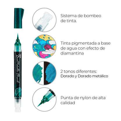 Marcador Pentel dual metallic brush