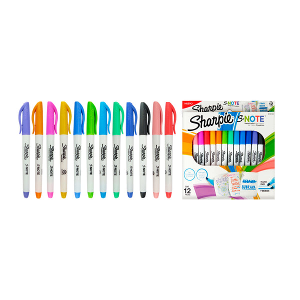 Marcador permanente Sharpie S. Note pastel con 12 piezas