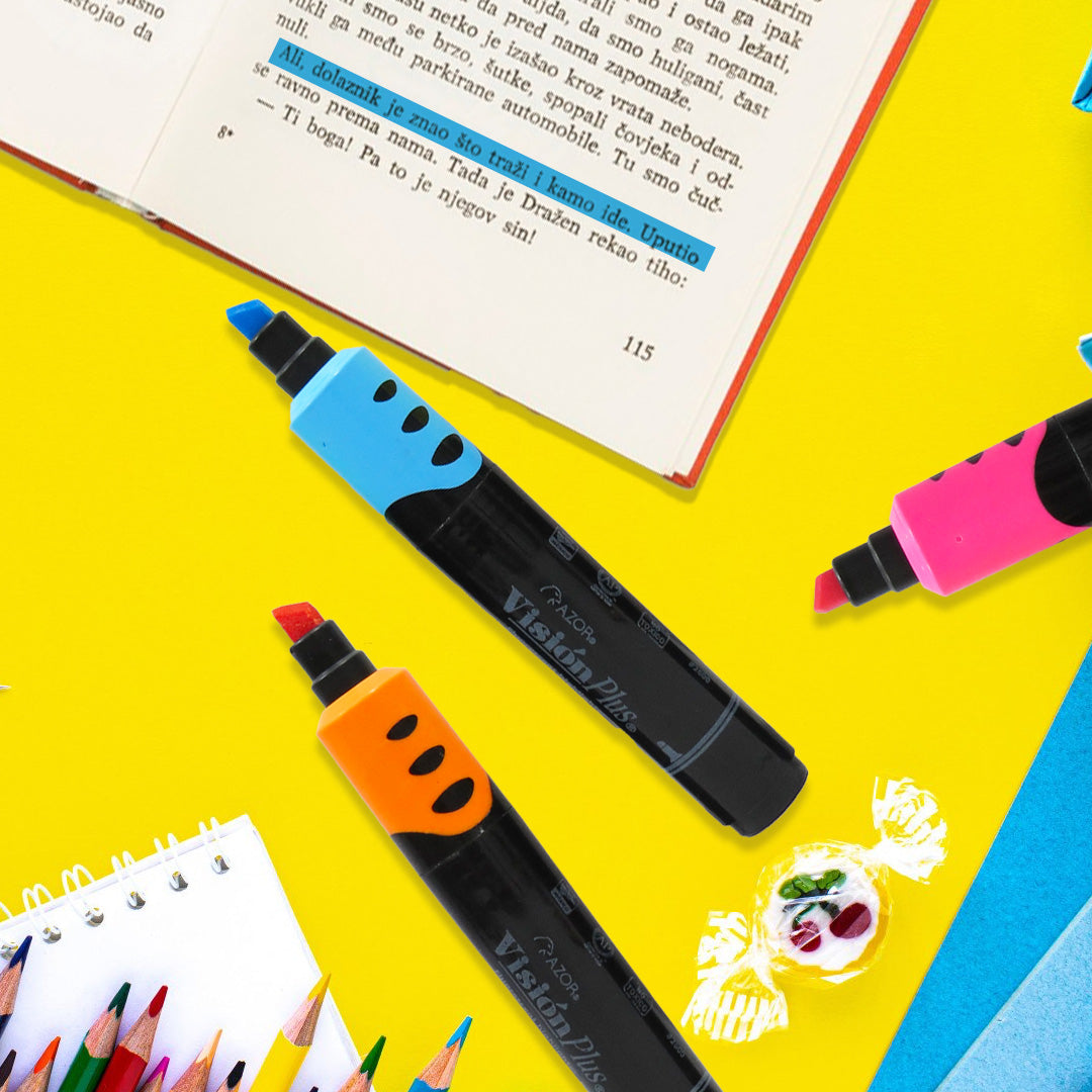 Marcatextos resaltador Azor Visión plus con 5 piezas