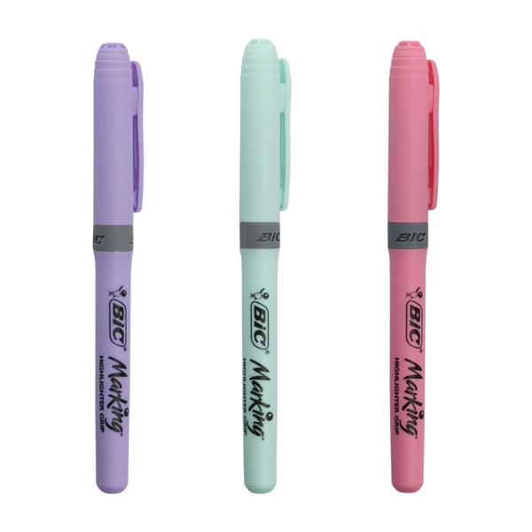 Marcatextos Marking Bic colores pastel con 3 piezas