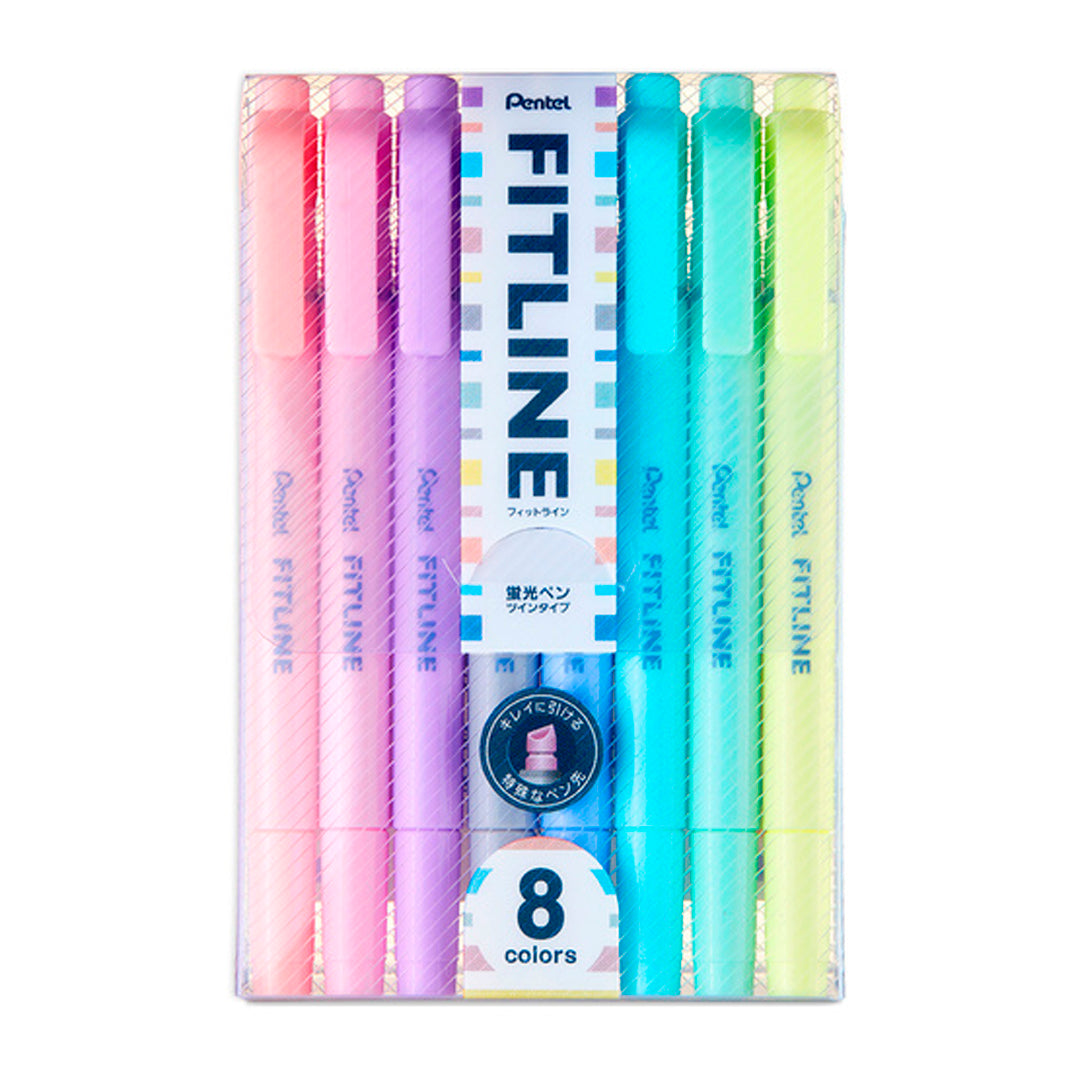 Marcatextos Pentel Fitline doble punta colores pastel