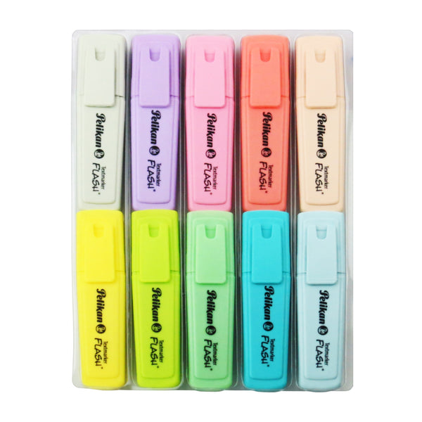 Marcatextos Textmarker flash colores pastel con 10 piezas
