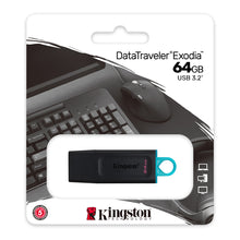 Memoria USB kingston data travel exodia 64gb 3.2 negro/azul y azul turquesa