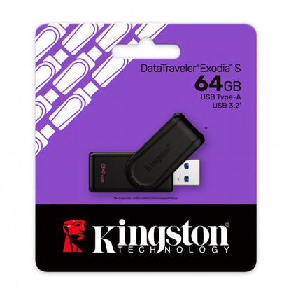 MEMORIA USB KINGSTON EXODIA DTXS/64GBUSB-A 3.0, NEGRO