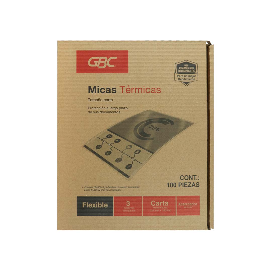 Mica Térmica 3 milésimas Carta con 100 Pzs