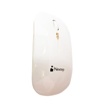 MOUSE NEXTEP INALÁMBRICO RECARGABLE DELGADO/SILENCIOSO RGB 1600 DPI COLOR BLANCO