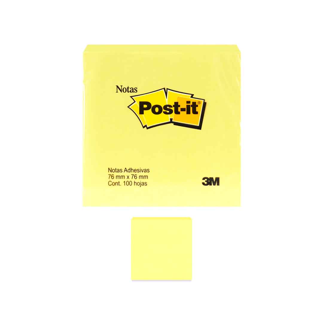 Notas Adhesivas 3M Post-it Amarillo 7.6 cm x 7.6 cm 100 hojas.