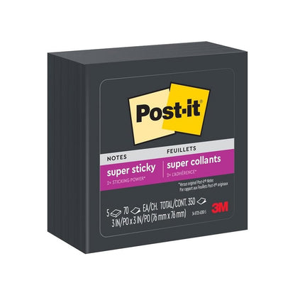 Post-it notas adhesivas súper sticky negro 3" x 3".