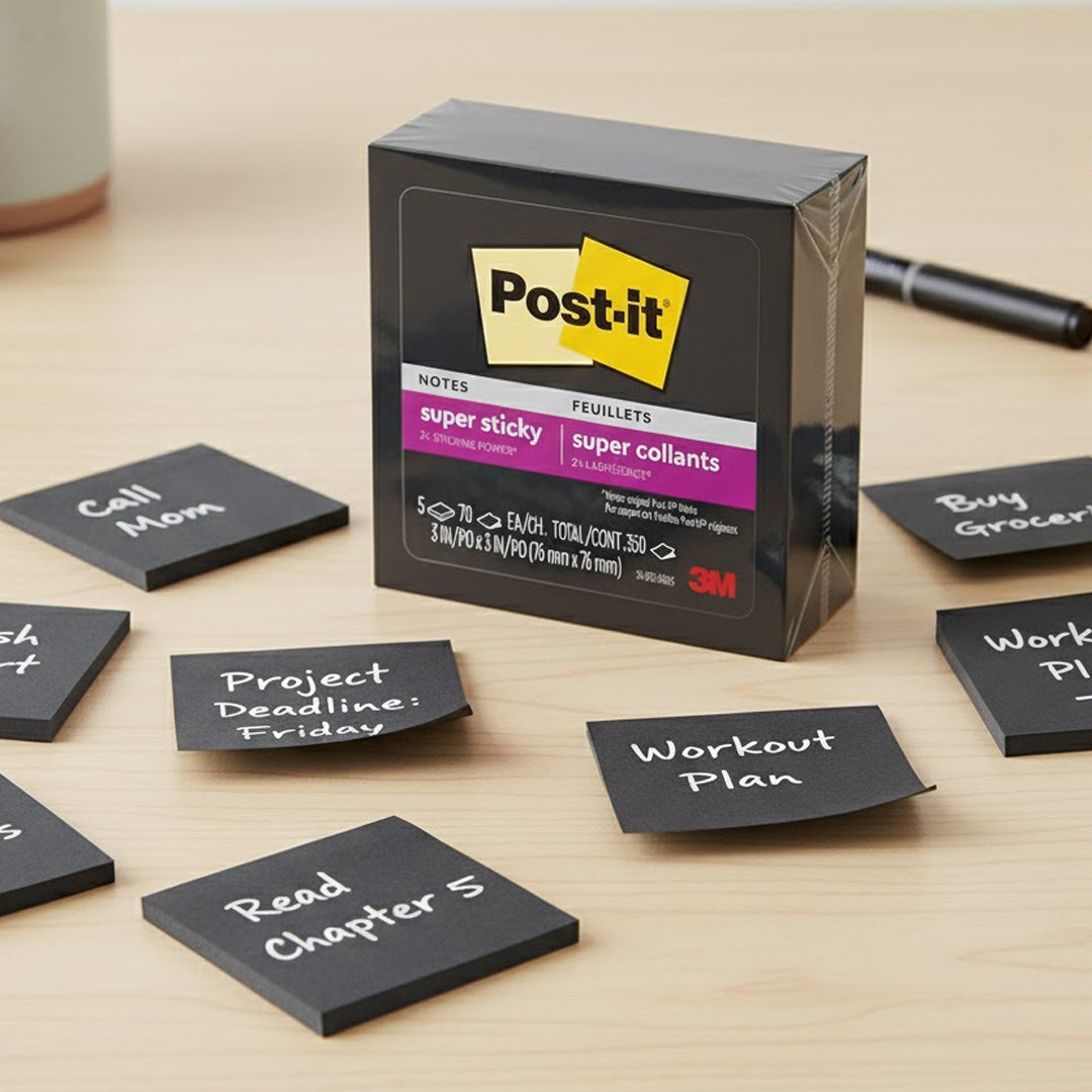 Post-it notas adhesivas súper sticky negro 3" x 3".