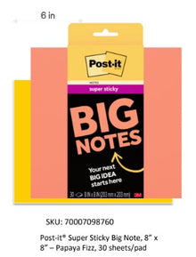 NOTAS ADHESIVAS POST-IT SUPER STICKY BIG NOTES BLOC CON 30 HOJAS