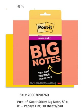 NOTAS ADHESIVAS POST-IT SUPER STICKY BIG NOTES BLOC CON 30 HOJAS
