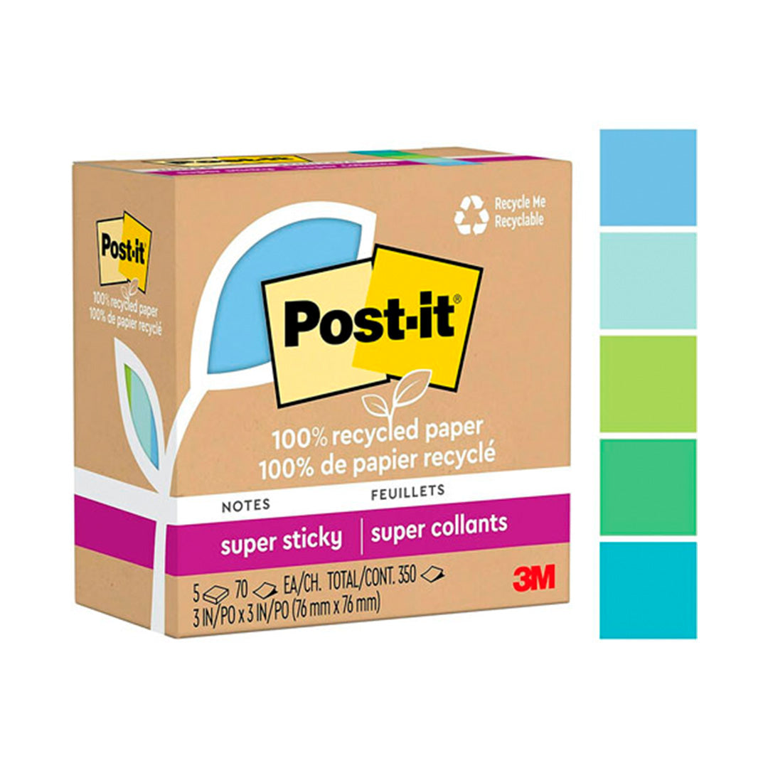 Post-it notas adhesivas super sticky oasis 3" x 3".