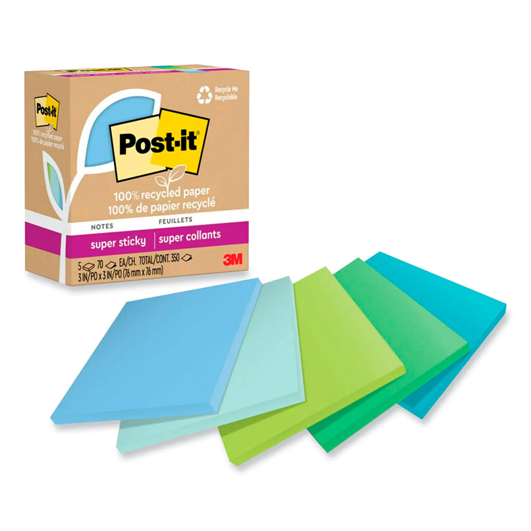 Post-it notas adhesivas super sticky oasis 3" x 3".