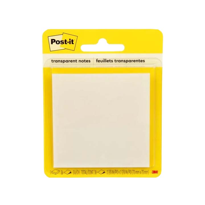 Notas Adhesivas Post-it Transparentes 7.3 cm x 7.3 cm de 36 hojas.