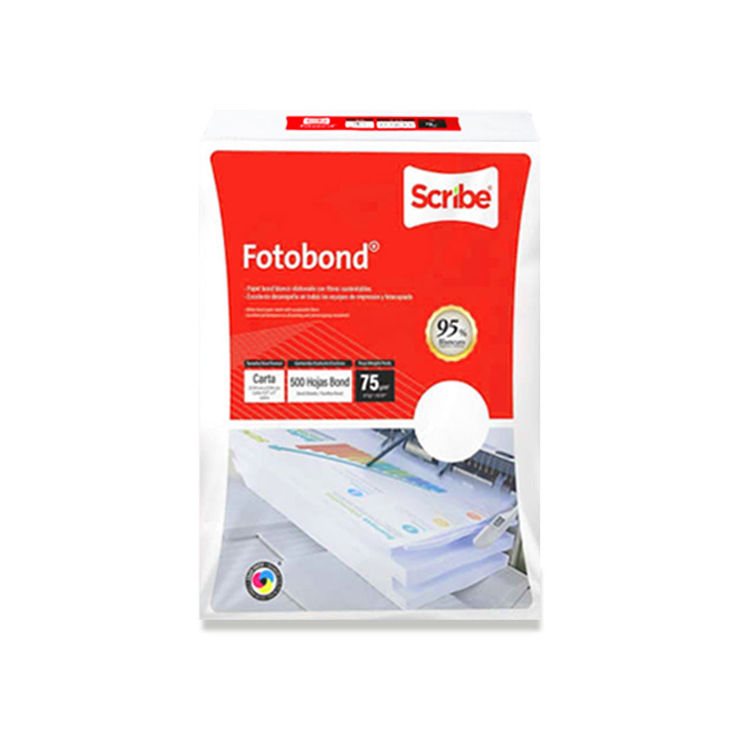 Papel Scribe Fotobond 95 % Blancura tamaño carta/ oficio/ doble carta.